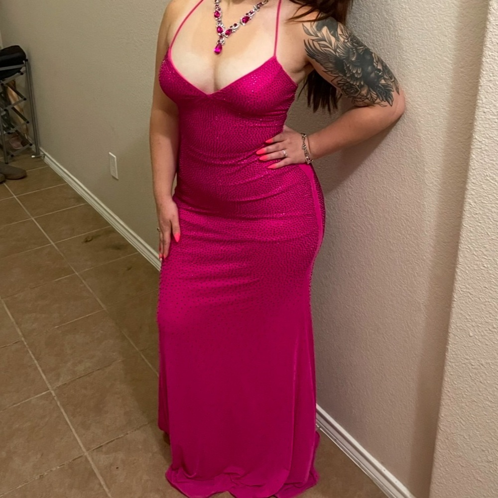 Hot Pink Rhinestone Gown